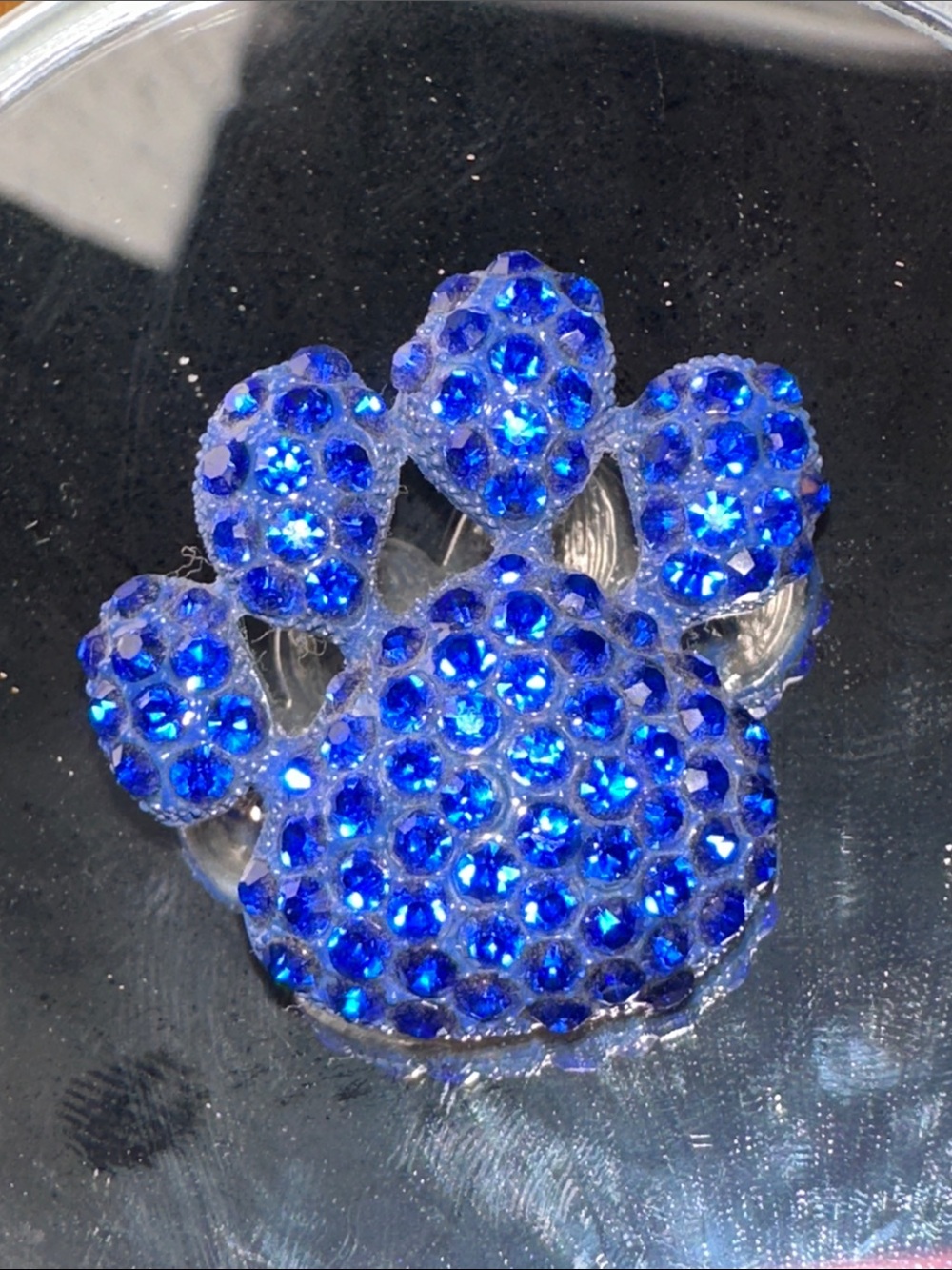 Blue Pave Crystal Dog Pet Paw Brooch